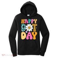 Polka Dot Hippie Flowers Smile Face Groovy Teacher Happy Dot Day Gift Women's Hoodie thumb 0