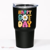 Polka Dot Hippie Flowers Smile Face Groovy Teacher Happy Dot Day Gift Tumbler thumb 0