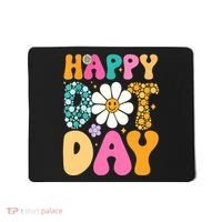 Polka Dot Hippie Flowers Smile Face Groovy Teacher Happy Dot Day Gift Mousepad thumb 0