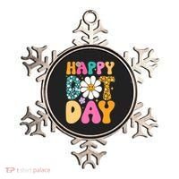 Polka Dot Hippie Flowers Smile Face Groovy Teacher Happy Dot Day Gift Ornament thumb 0