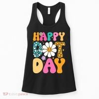 Polka Dot Hippie Flowers Smile Face Groovy Teacher Happy Dot Day Gift Women's Tank Top thumb 0