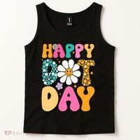 Polka Dot Hippie Flowers Smile Face Groovy Teacher Happy Dot Day Gift Tank Top thumb 2