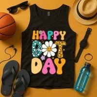 Polka Dot Hippie Flowers Smile Face Groovy Teacher Happy Dot Day Gift Tank Top thumb 4