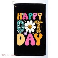 Polka Dot Hippie Flowers Smile Face Groovy Teacher Happy Dot Day Gift Golf Towel thumb 0