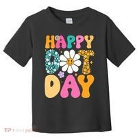 Polka Dot Hippie Flowers Smile Face Groovy Teacher Happy Dot Day Gift Toddler T-Shirt thumb 0