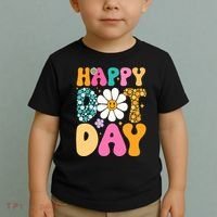 Polka Dot Hippie Flowers Smile Face Groovy Teacher Happy Dot Day Gift Toddler T-Shirt thumb 2