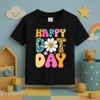 Polka Dot Hippie Flowers Smile Face Groovy Teacher Happy Dot Day Gift Toddler T-Shirt thumb 3