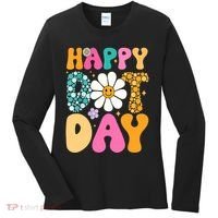 Polka Dot Hippie Flowers Smile Face Groovy Teacher Happy Dot Day Gift Women's Long Sleeve Shirt thumb 0