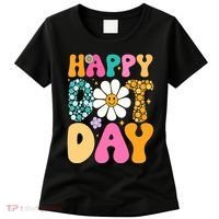 Polka Dot Hippie Flowers Smile Face Groovy Teacher Happy Dot Day Gift Women's T-Shirt thumb 0