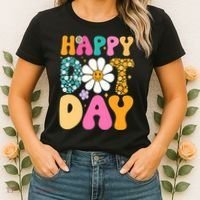 Polka Dot Hippie Flowers Smile Face Groovy Teacher Happy Dot Day Gift Women's T-Shirt thumb 2