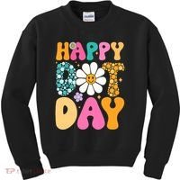 Polka Dot Hippie Flowers Smile Face Groovy Teacher Happy Dot Day Gift Kids Sweatshirt thumb 0