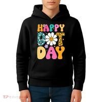 Polka Dot Hippie Flowers Smile Face Groovy Teacher Happy Dot Day Gift Kids Hoodie thumb 4