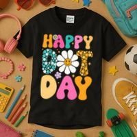 Polka Dot Hippie Flowers Smile Face Groovy Teacher Happy Dot Day Gift Kids T-Shirt thumb 3
