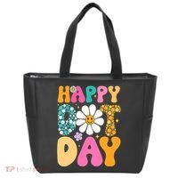 Polka Dot Hippie Flowers Smile Face Groovy Teacher Happy Dot Day Gift Tote Bag thumb 0