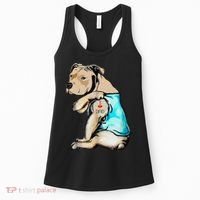 Pitbull Dog I Love Dad Tattoo Funny Family Women's Tank Top thumb 0