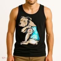 Pitbull Dog I Love Dad Tattoo Funny Family Tank Top thumb 3