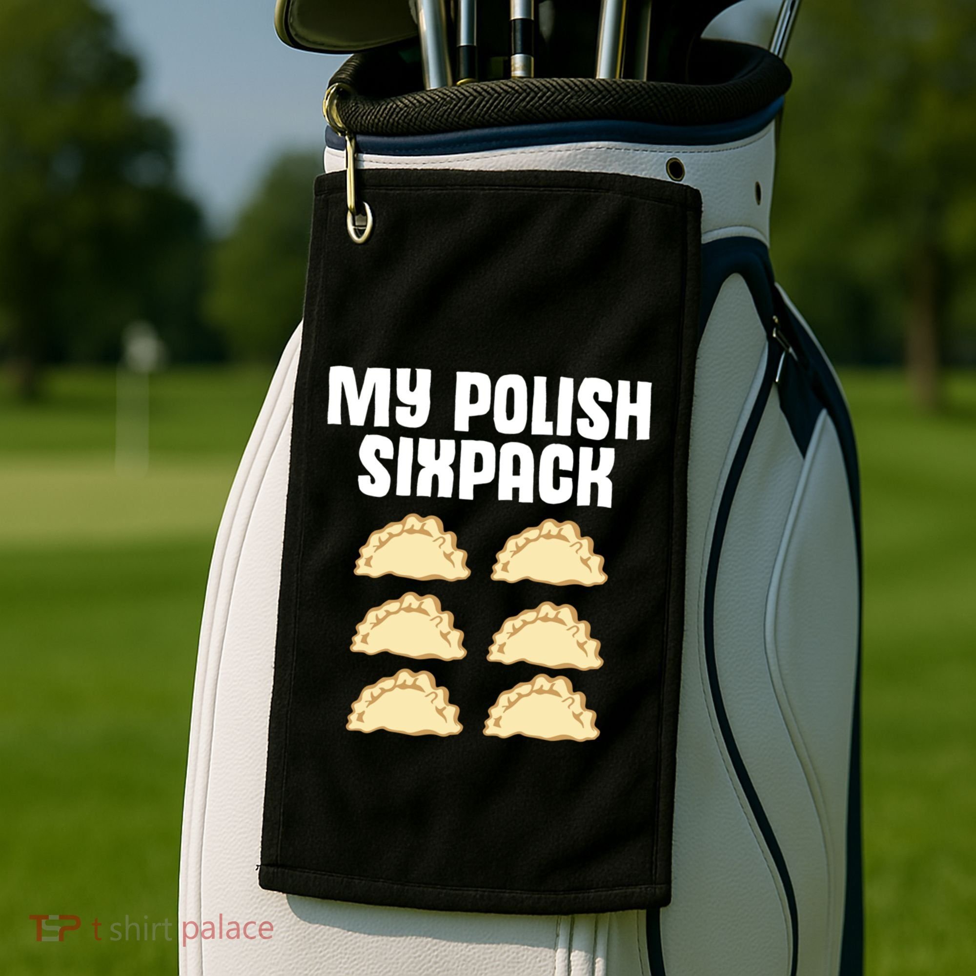 Polish Dumpling Joke Sixpack Pole Pun Polska Perogie Pierogi Cute Gift Golf Towel