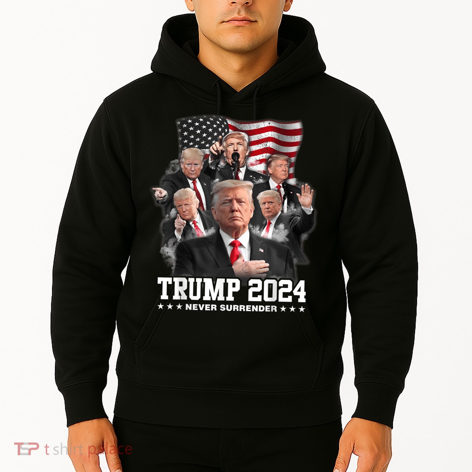 President Donald J Trump 2024 Never Surrender Hoodie