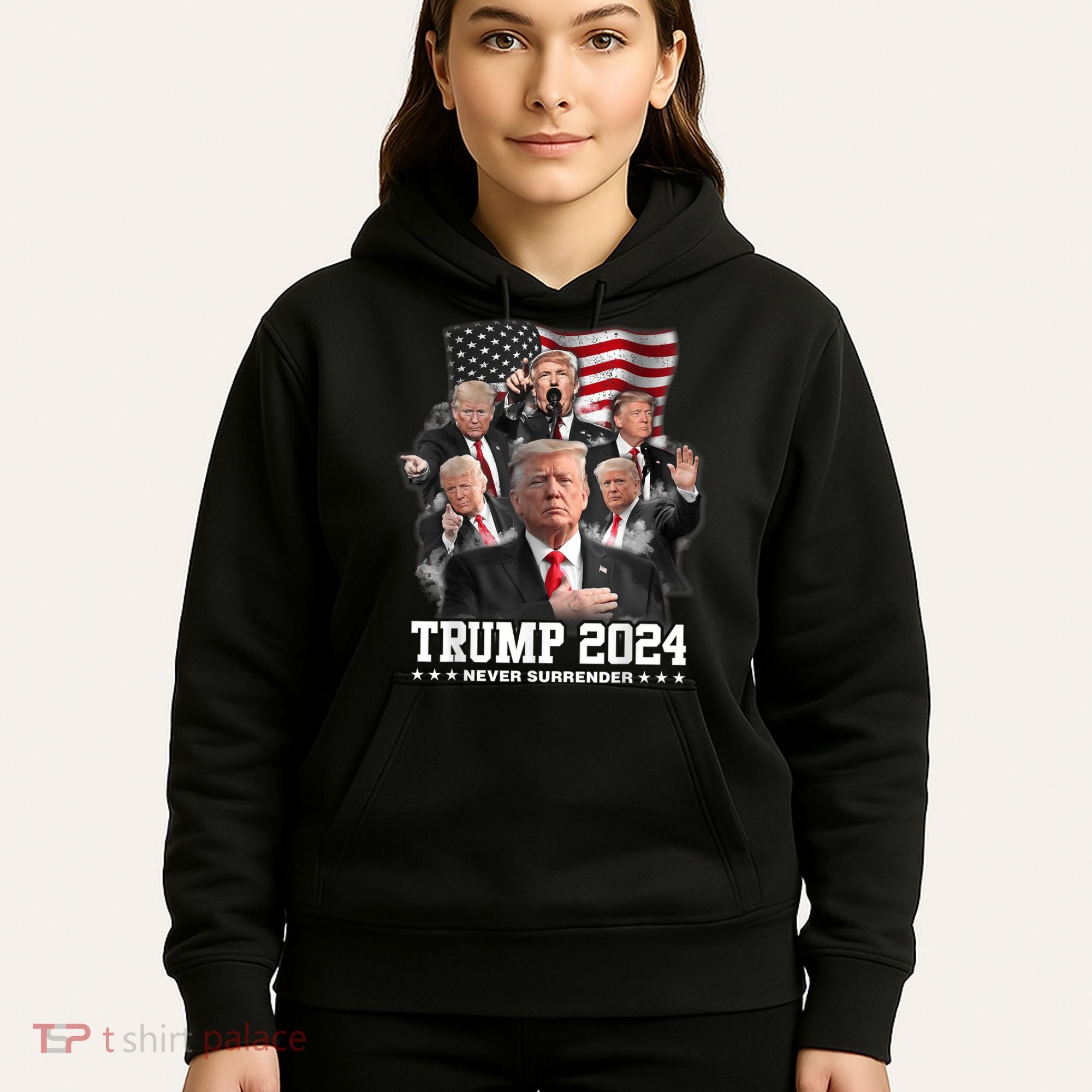 President Donald J Trump 2024 Never Surrender Hoodie
