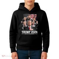 President Donald J Trump 2024 Never Surrender Kids Hoodie thumb 4