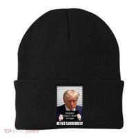 President Donald J Trump Mugshot Never Surrender Beanie thumb 0
