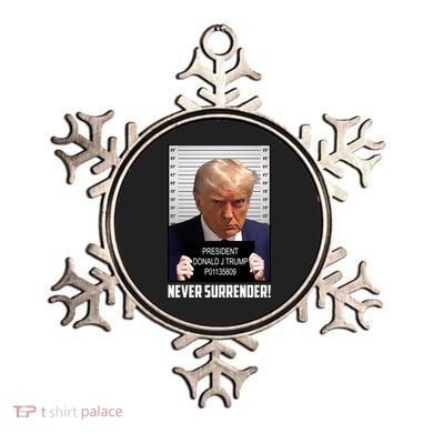President Donald J Trump Mugshot Never Surrender Ornament
