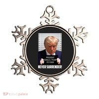 President Donald J Trump Mugshot Never Surrender Ornament thumb 0