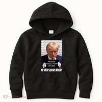 President Donald J Trump Mugshot Never Surrender Kids Hoodie thumb 0