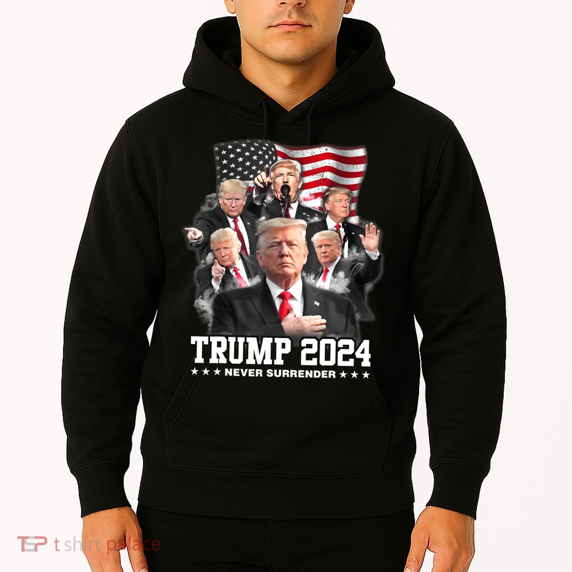President Donald J Trump 2024 Never Surrender Hoodie