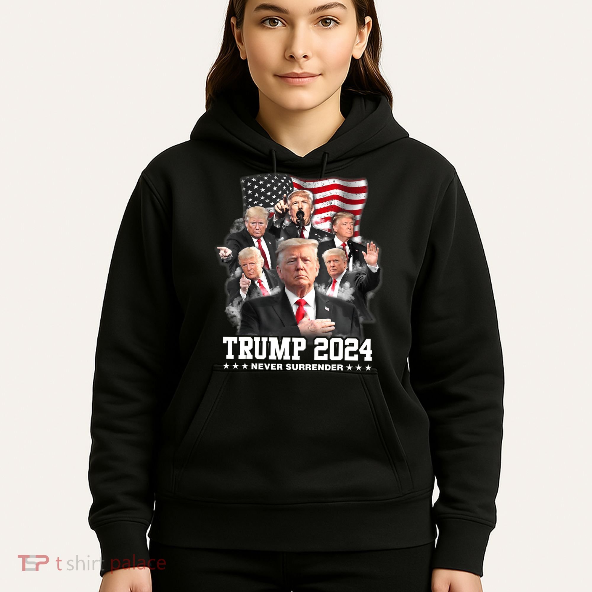 President Donald J Trump 2024 Never Surrender Hoodie