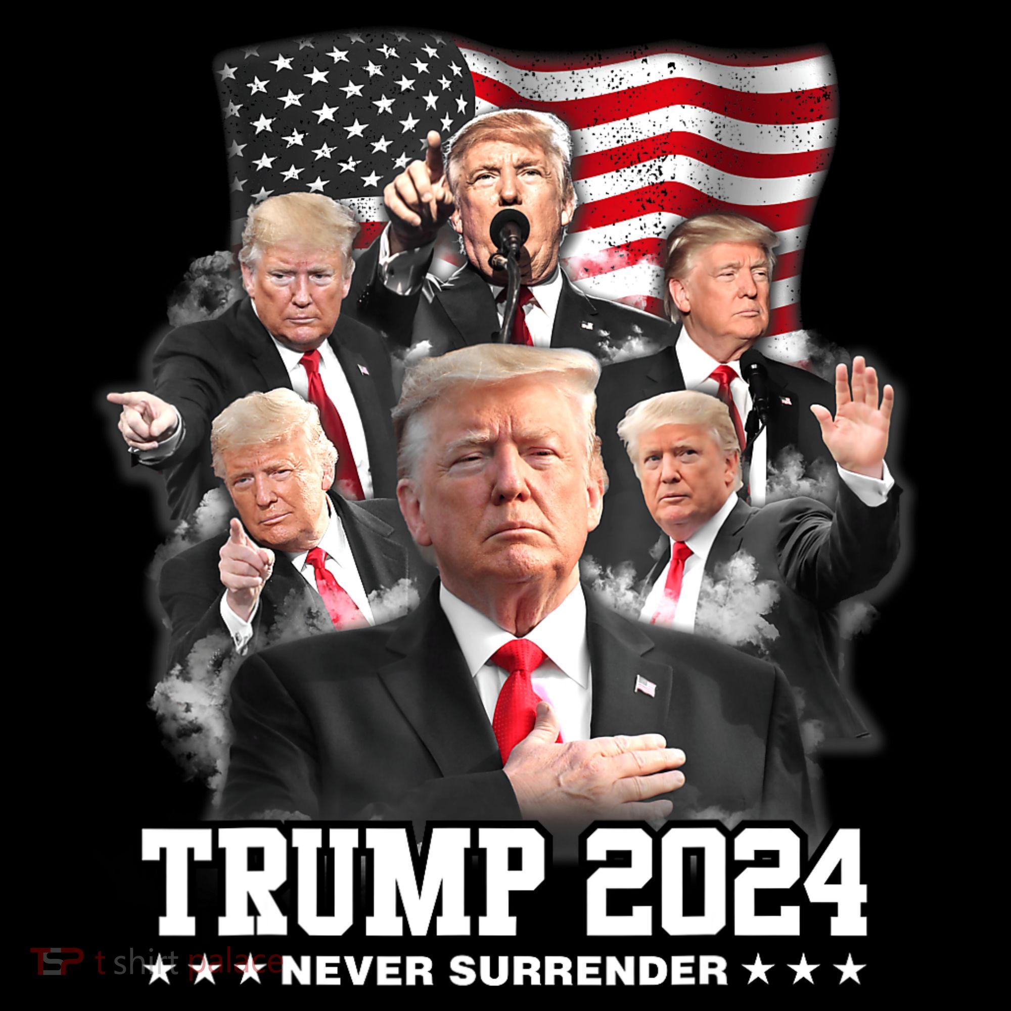 President Donald J Trump 2024 Never Surrender Women's Hoodie