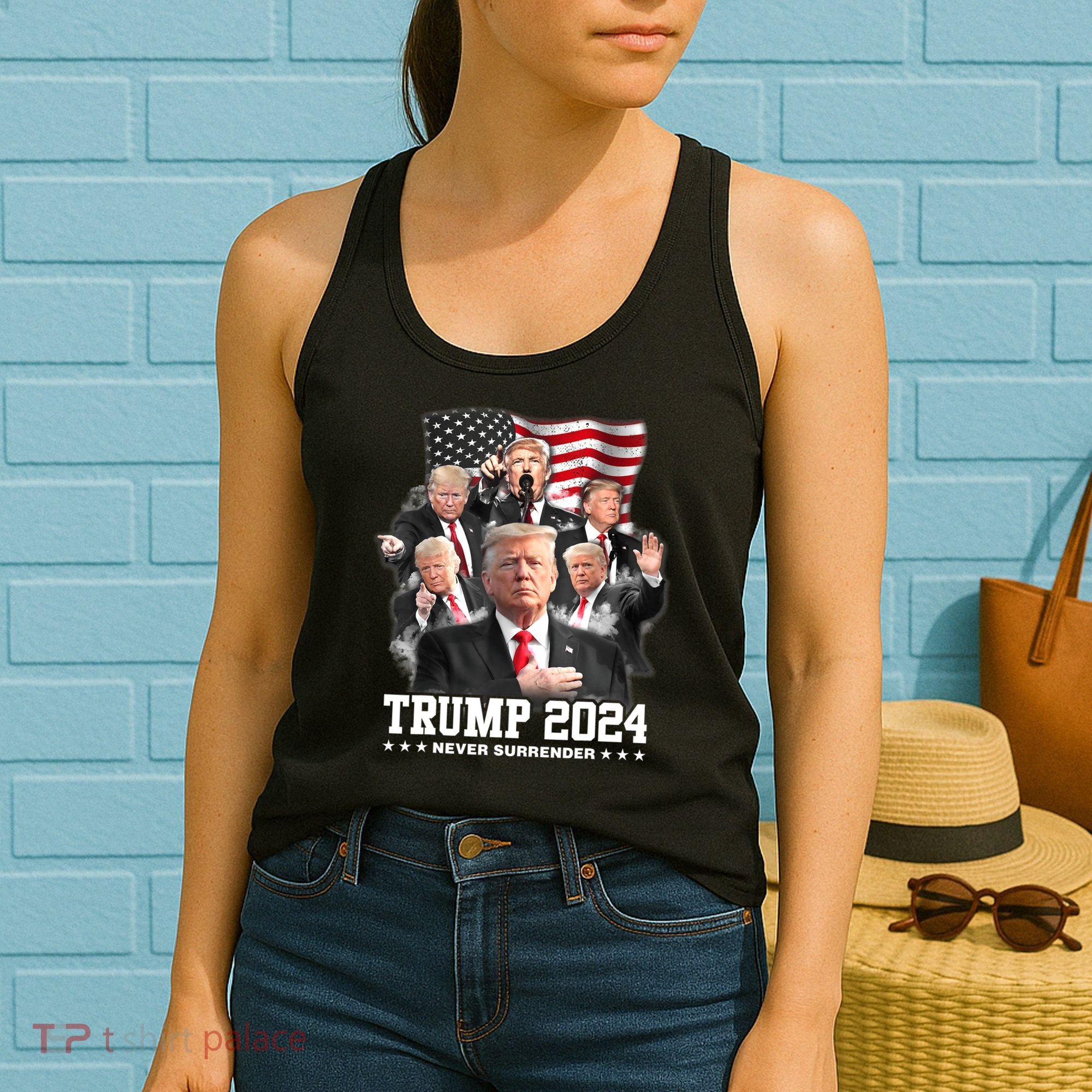 President Donald J Trump 2024 Never Surrender Women's Tank Top