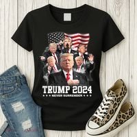 President Donald J Trump 2024 Never Surrender Women's T-Shirt thumb 3