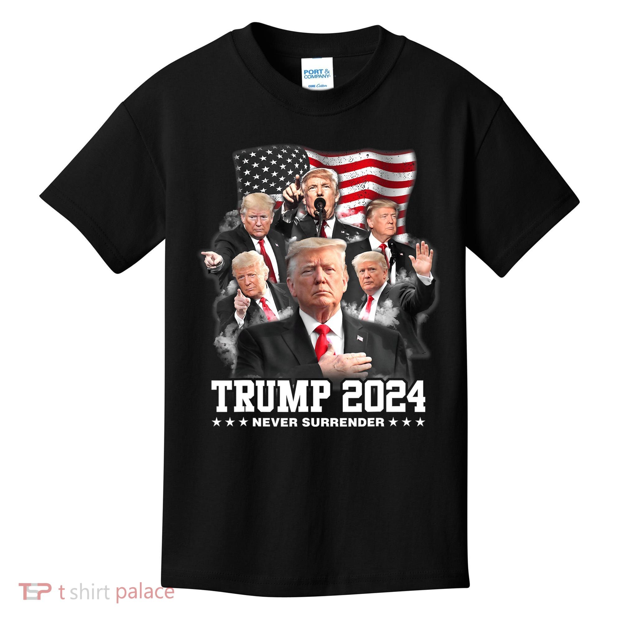 President Donald J Trump 2024 Never Surrender Kids T-Shirt