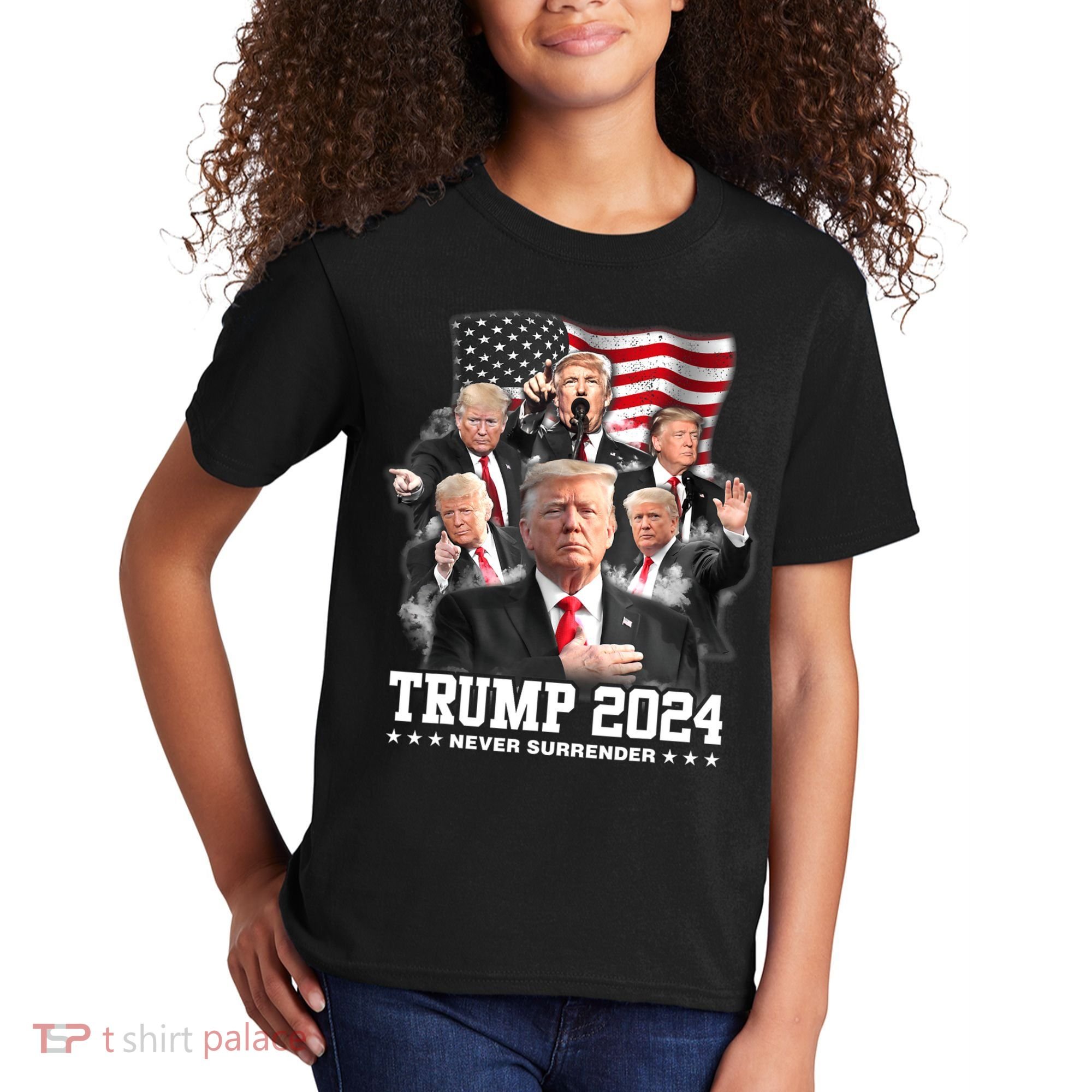 President Donald J Trump 2024 Never Surrender Kids T-Shirt