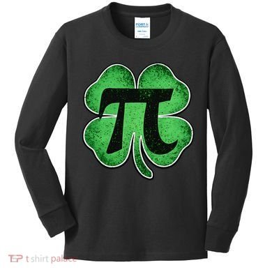 Pi Day Lucky Irish Clover 3.14 St Patrick's Day Kids Long Sleeve Shirt