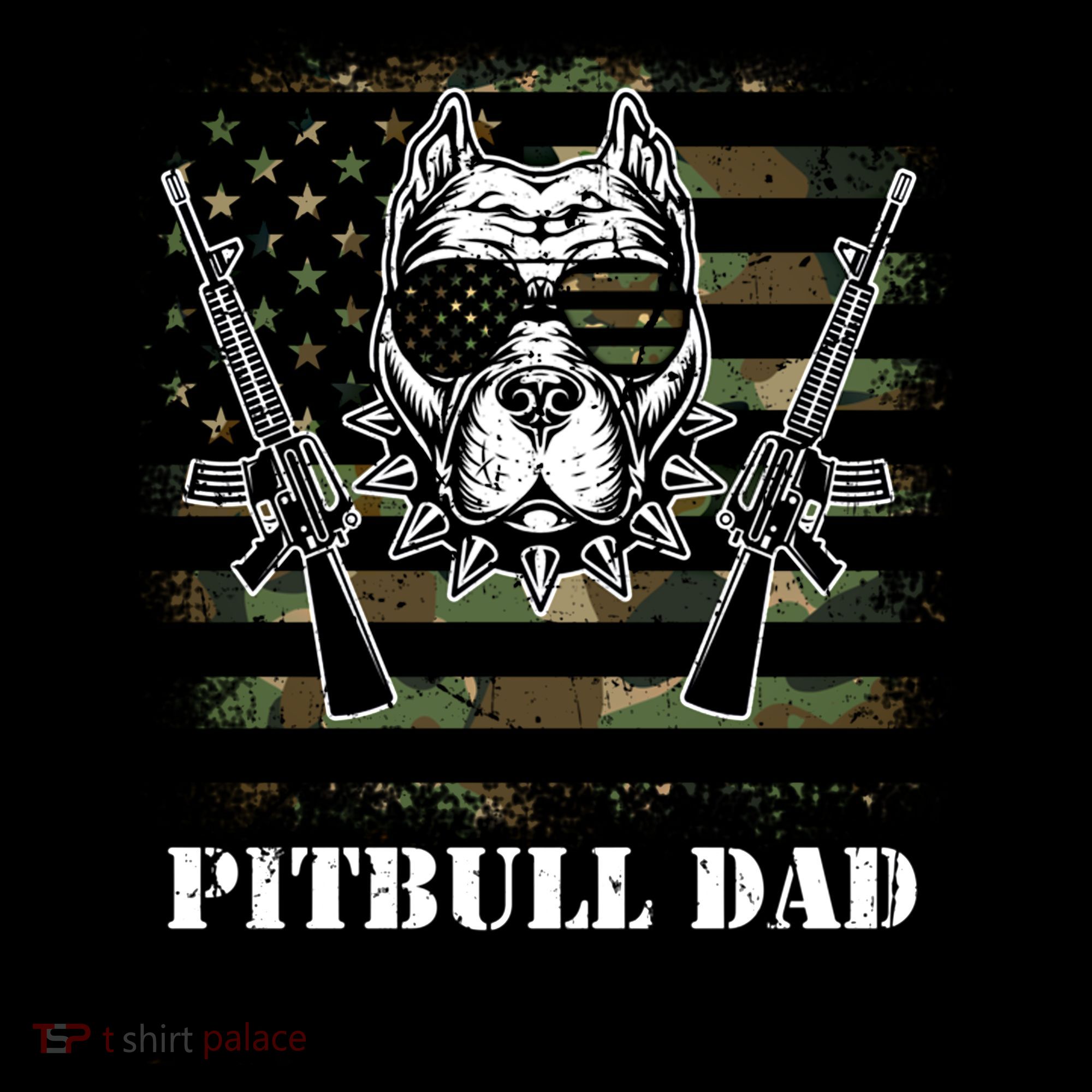Pitbull Dad Like A Regular Dad But Cooler Guns American Flag Cute Gift Coffee Mug