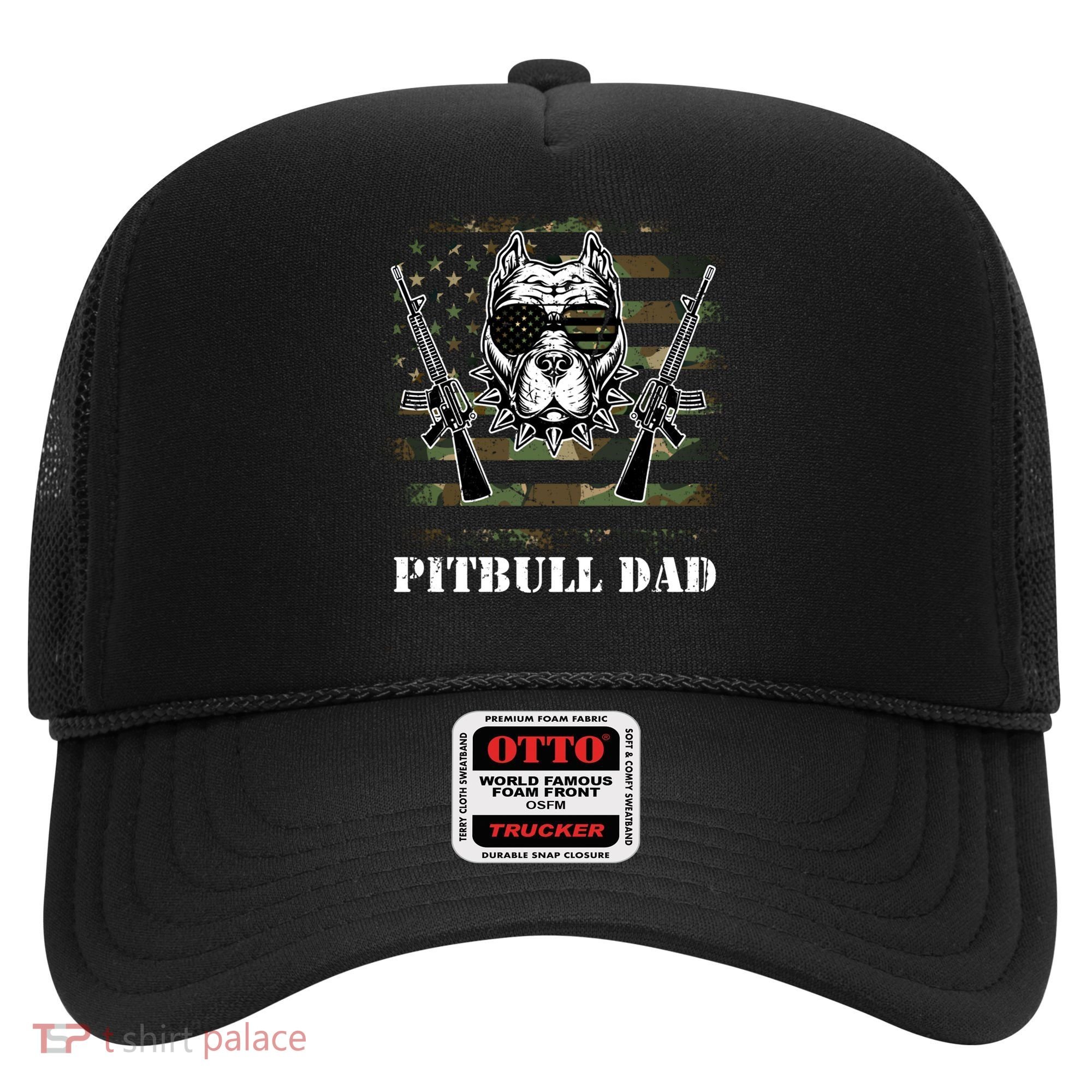 Pitbull Dad Like A Regular Dad But Cooler Guns American Flag Cute Gift Hat