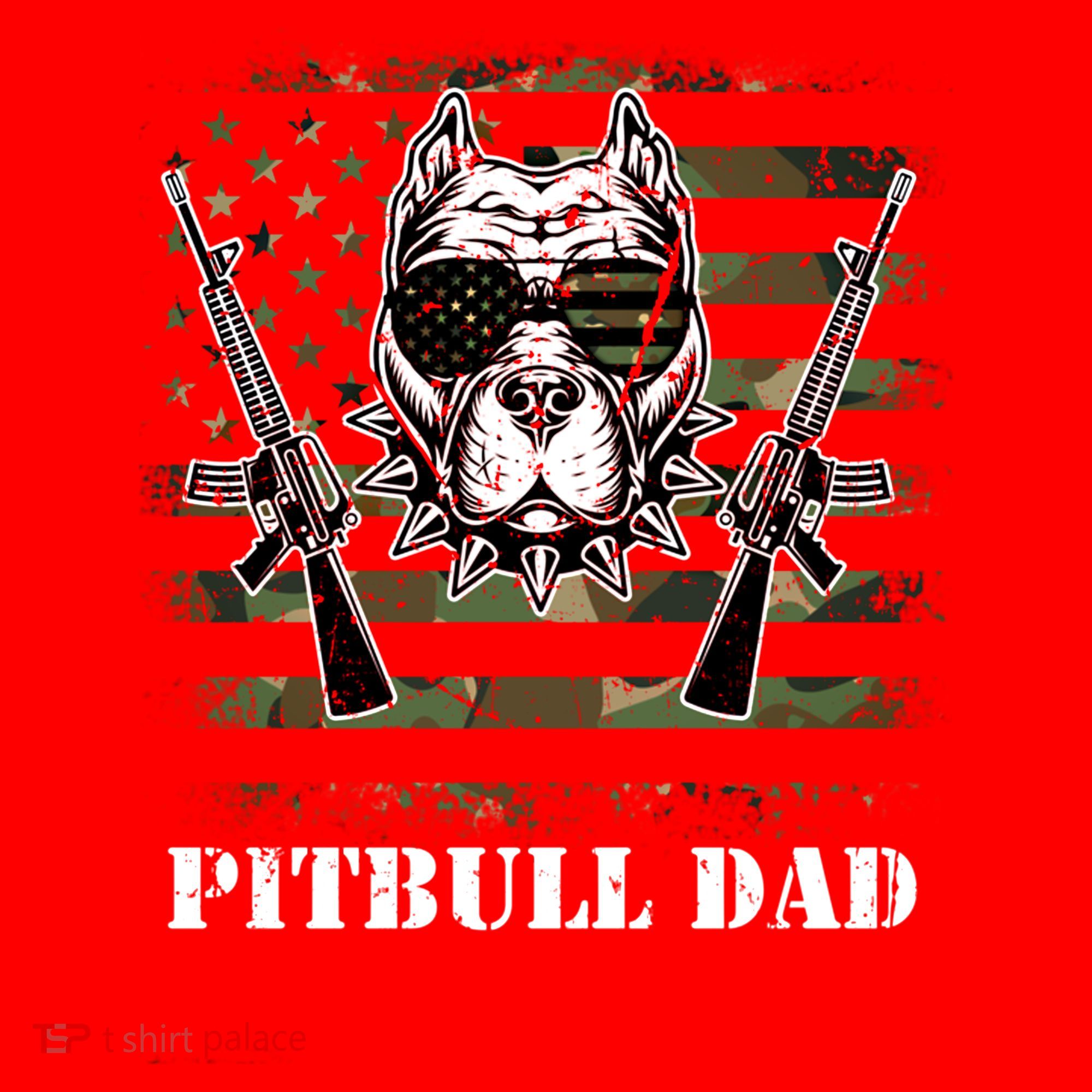 Pitbull Dad Like A Regular Dad But Cooler Guns American Flag Cute Gift Santa Hat