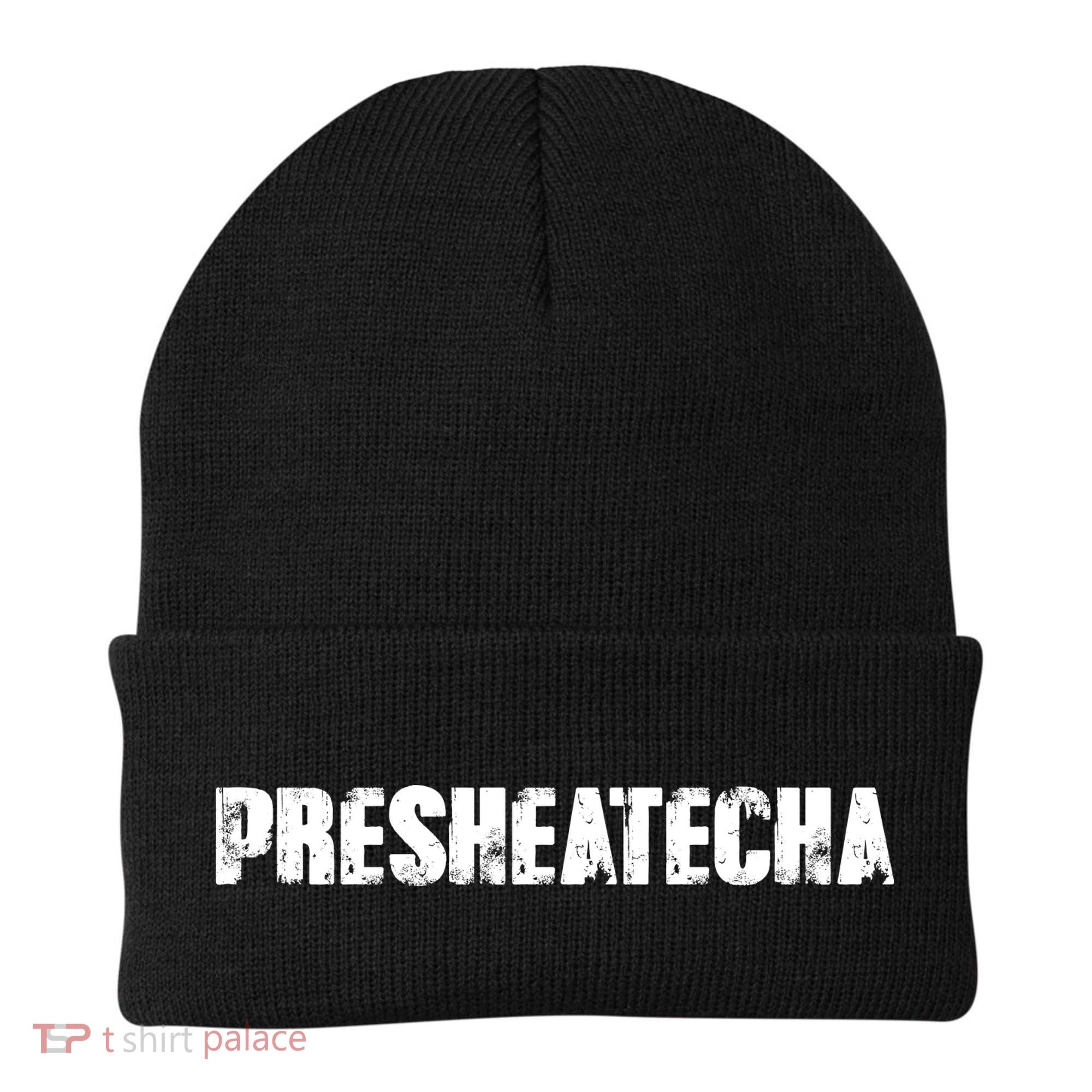Presheatecha Distressed Logo Funny Word Beanie