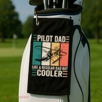 Pilot Dad Like A Regular Dad But Cooler Pilot Dad Plane Captain Dad Golf Towel thumb 2