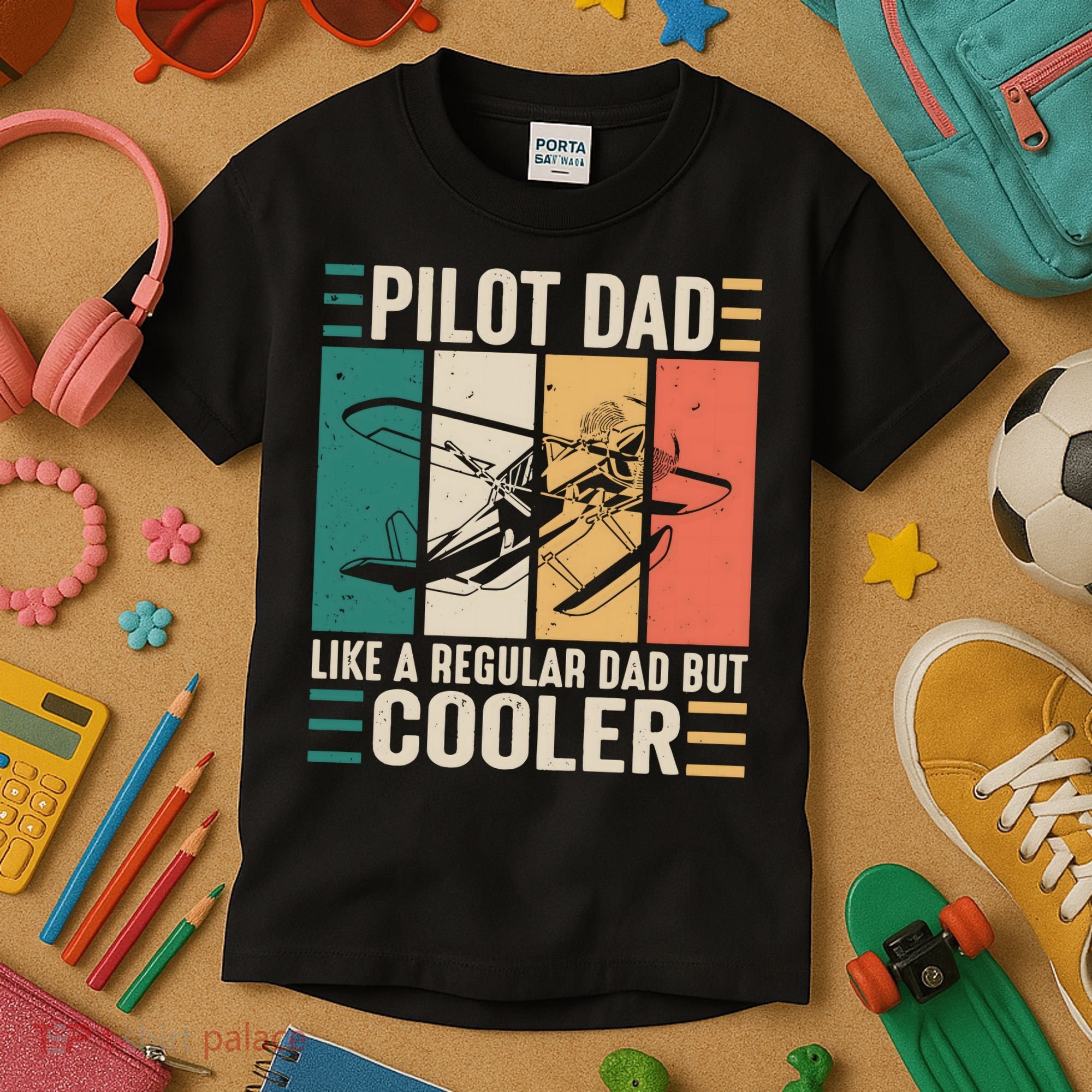 Pilot Dad Like A Regular Dad But Cooler Pilot Dad Plane Captain Dad Kids T-Shirt