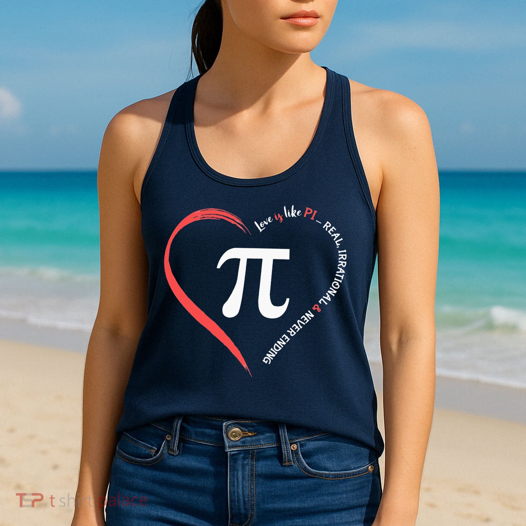 Pi Day Love Is Like Pi Valentines Math Teacher Women's Tank Top
