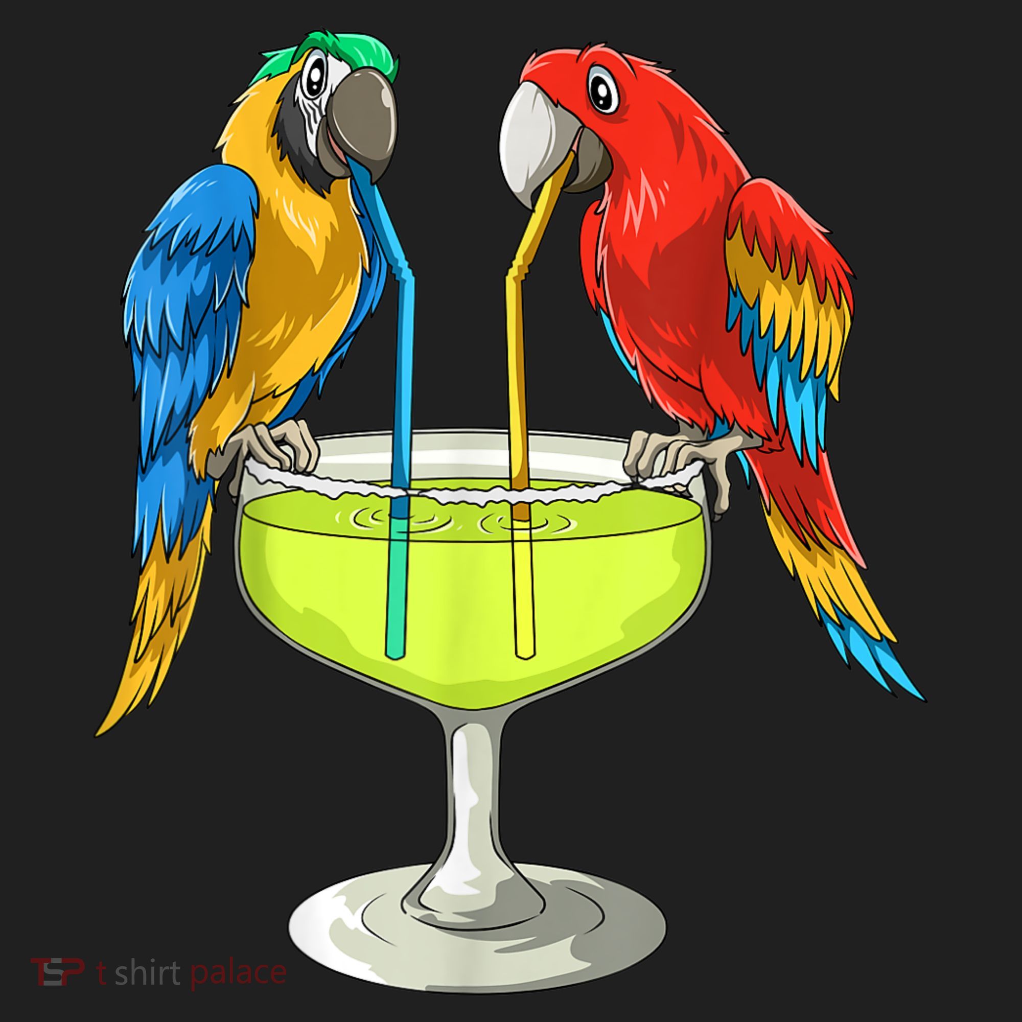 Parrots Drinking Margarita Hawaiian Vacation Beach Party Women's Sweatshirt