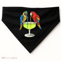 Parrots Drinking Margarita Hawaiian Vacation Beach Party USA-Made Doggie Bandana thumb 0