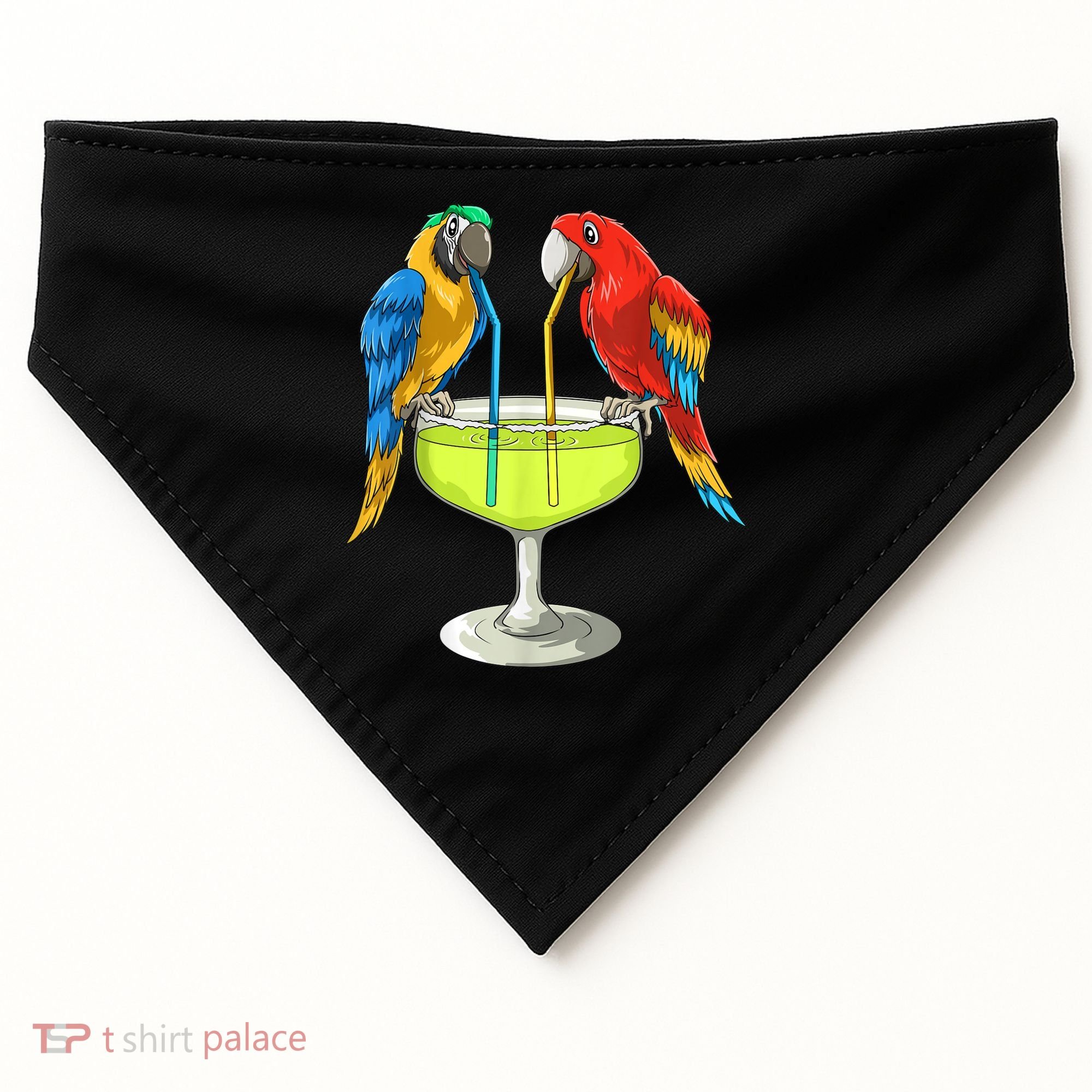 Parrots Drinking Margarita Hawaiian Vacation Beach Party USA-Made Doggie Bandana