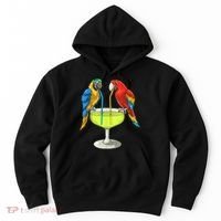 Parrots Drinking Margarita Hawaiian Vacation Beach Party Hoodie thumb 0