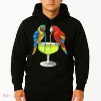 Parrots Drinking Margarita Hawaiian Vacation Beach Party Hoodie thumb 2