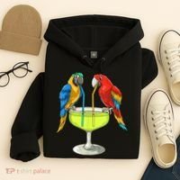 Parrots Drinking Margarita Hawaiian Vacation Beach Party Hoodie thumb 4