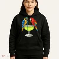 Parrots Drinking Margarita Hawaiian Vacation Beach Party Hoodie thumb 5